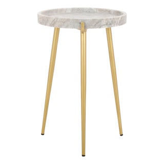 Bonn Marble Side Table in Brown Grey / Gold For Sale