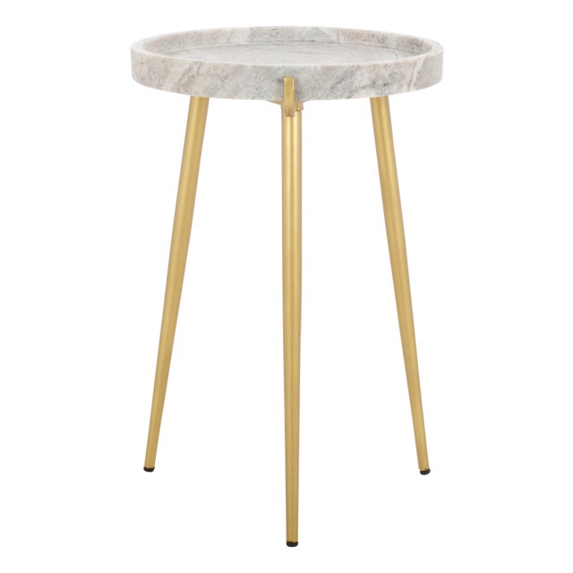 Bonn Marble Side Table in Brown Grey / Gold For Sale