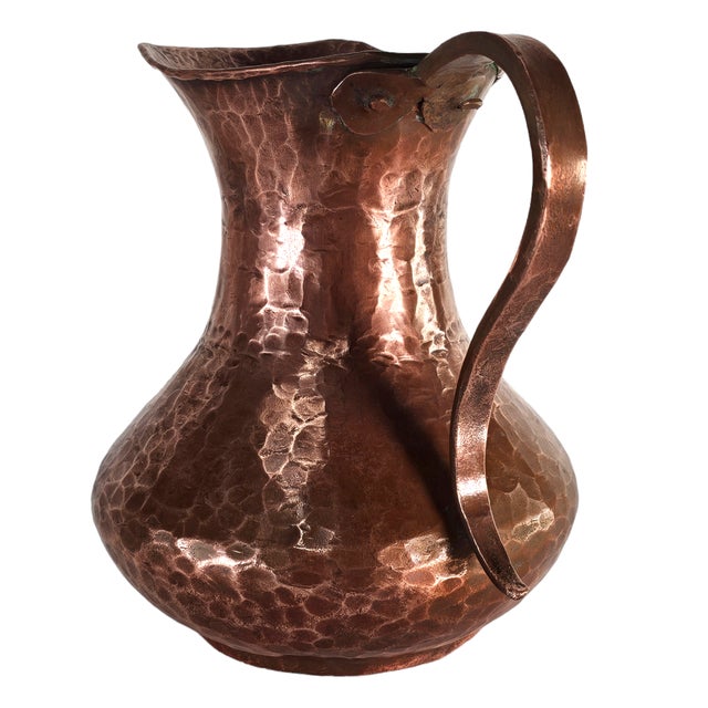 Boho Chic Hammered Copper Pitcher Middle Eastern For Sale - Image 3 of 11