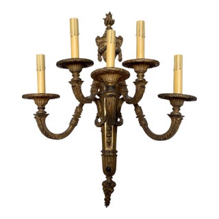 Antique French Neoclassical Gilt Bronze 5 Arm Light Sconce 1 of 2 For Sale