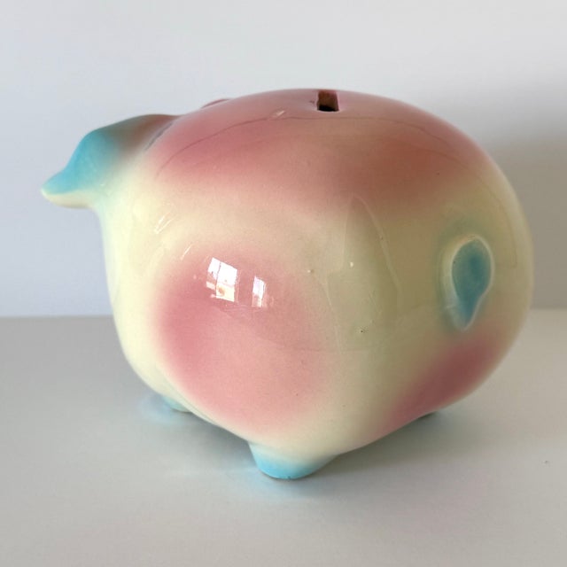 Vintage Hull Corky Piggy Bank W Pink and Blue Highlights 1957 For Sale In Phoenix - Image 6 of 10