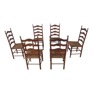 1980s Set Henkel Harris Dining Room Chairs Cherry Six Rush Farmhouse For Sale