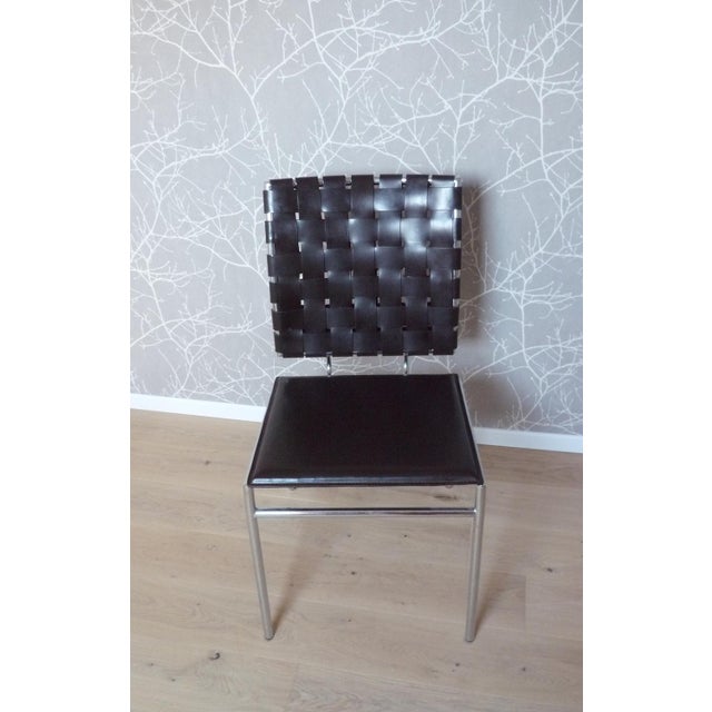 Metal Leather and Chrome Dining Room Chairs, Set of 5 For Sale - Image 7 of 8