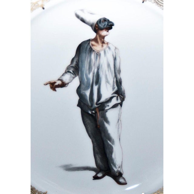 Antique Porcelain Pulcinella Plate For Sale - Image 4 of 5