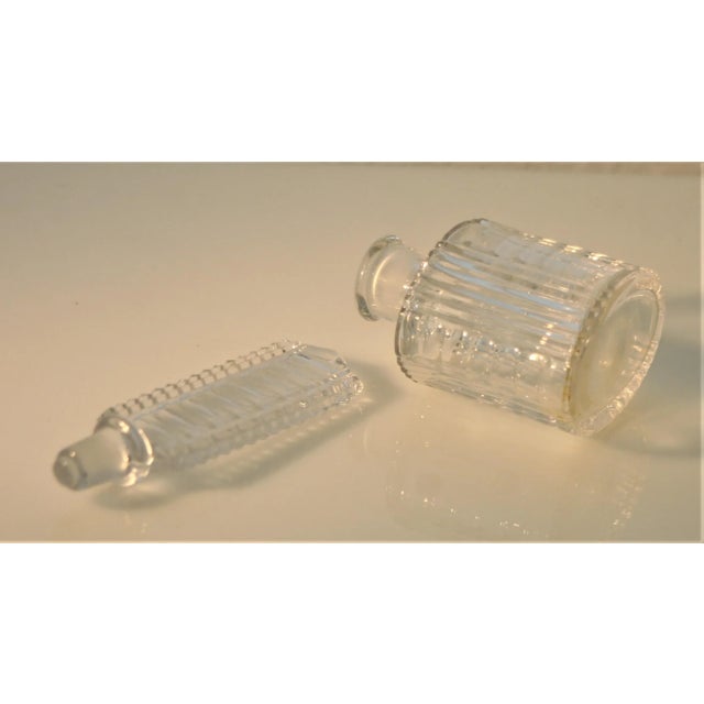 1930s Art Deco Czech Clear Cut Glass Round Perfume Bottle For Sale - Image 12 of 13