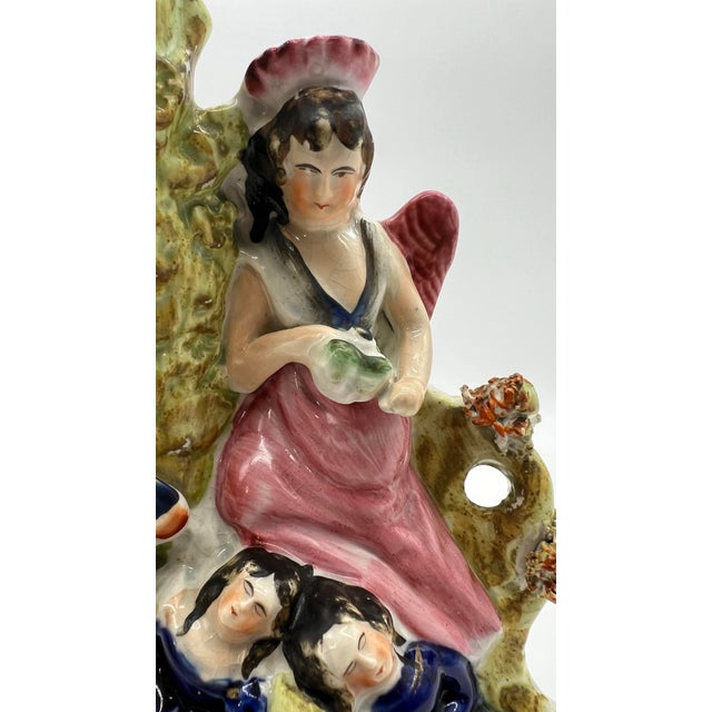 Antique English Staffordshire Figure With Vase Circa 1860's For Sale - Image 4 of 11