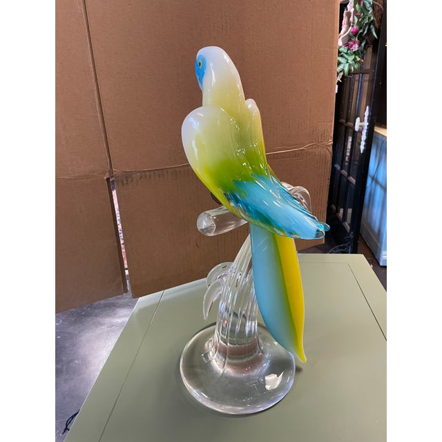 Glass 1980s Formia Murano "Andromeda" Parrot Sculpture on Perch For Sale - Image 7 of 10