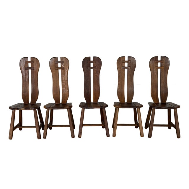 Mid-Century Modern Brutalist Oak Dining Chair, 1960s For Sale