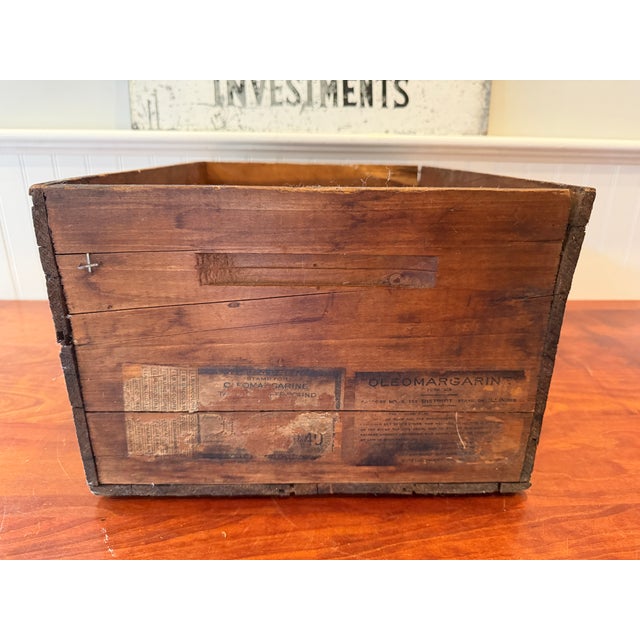 Antique Jelke "Good Luck" Margarine Advertising Wooden Crate – Primitive Country Store Box With Original Illinois Tax Labels For Sale - Image 13 of 14