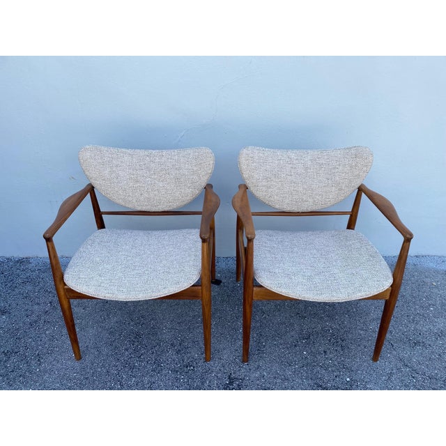 Modern Finn Juhl No. 48 Danish Modern Chairs for Baker, 1950's - A Pair For Sale - Image 3 of 18