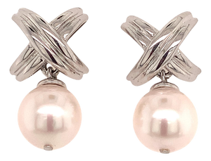 Akoya Pearl Dangle Earrings 14k Gold Certified