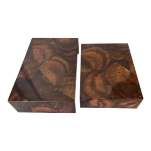 Japanese Lacquer Graduated Stacking Display Stands or Plateaus - a Pair