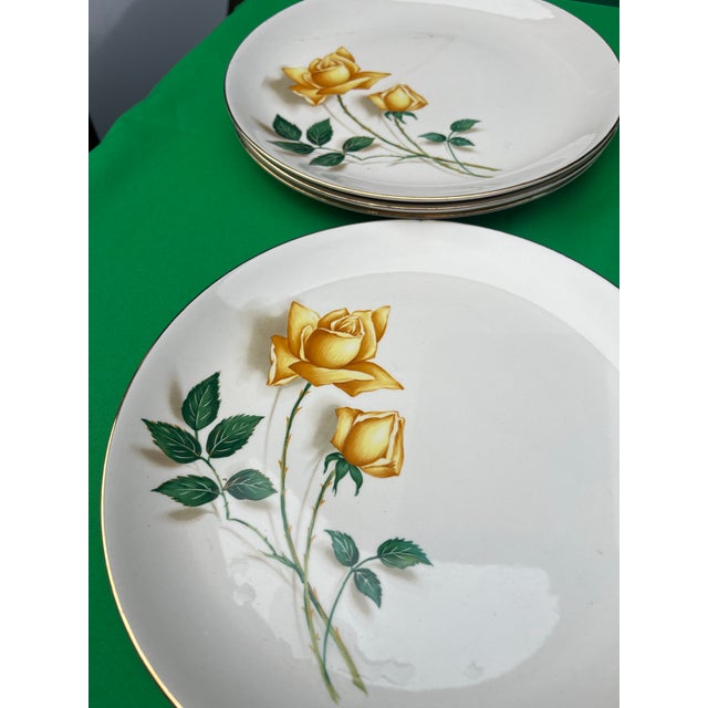 Ceramic Vintage Yellow Flower Cottage Core Plate Set - Set of 17 For Sale - Image 7 of 9