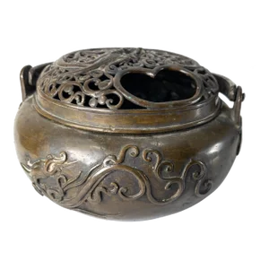 19th Century Chinese Bronze Warmer or Incense Burner
