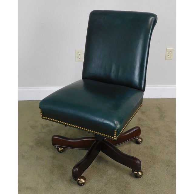 Hancock & Moore Green Leather Swivel Desk Chair Chairish