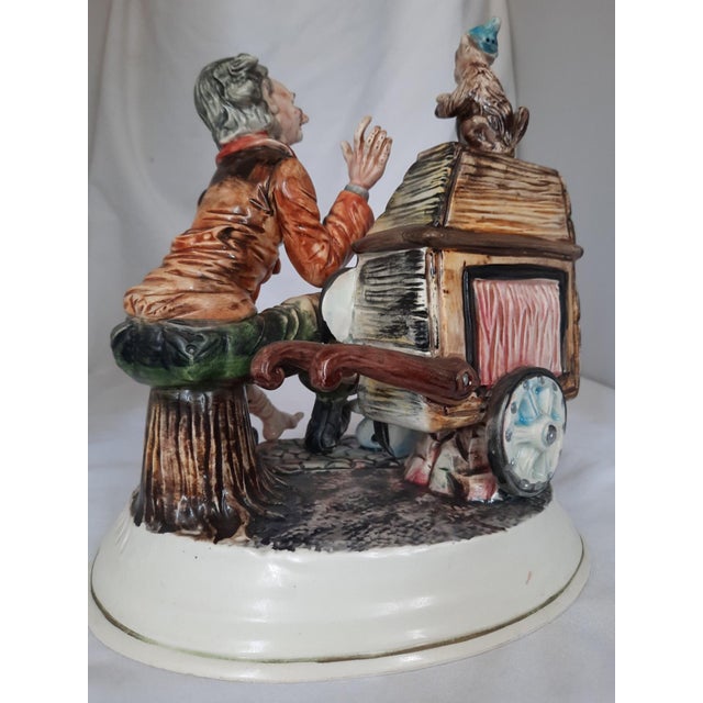 Italian 1920s Capodimonte Porcelain Donkey Cart Organ Grinder With Monkey Music Box For Sale - Image 3 of 4
