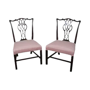 Schmieg & Kotzian Vintage Chippendale Style Side Dining Chairs - a Pair