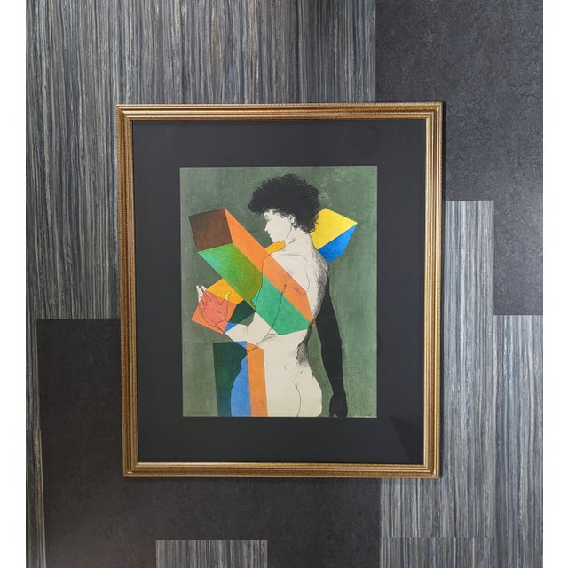 Paper Rare Original Laszlo Matulay Painting "Geometric Nude" | Signed & Dated (1969) For Sale - Image 7 of 7
