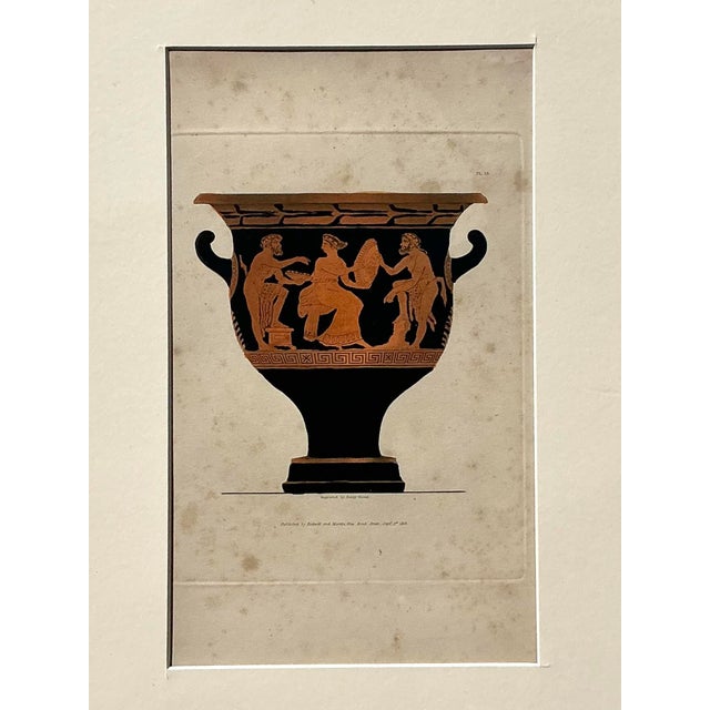 Grand Tour Vintage Boho Greek Urns Original Print For Sale - Image 3 of 12