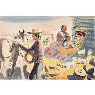 'Navajo Family' by Eduard Buk Ulreich, Gump's Gallery, Circa 1945 For Sale