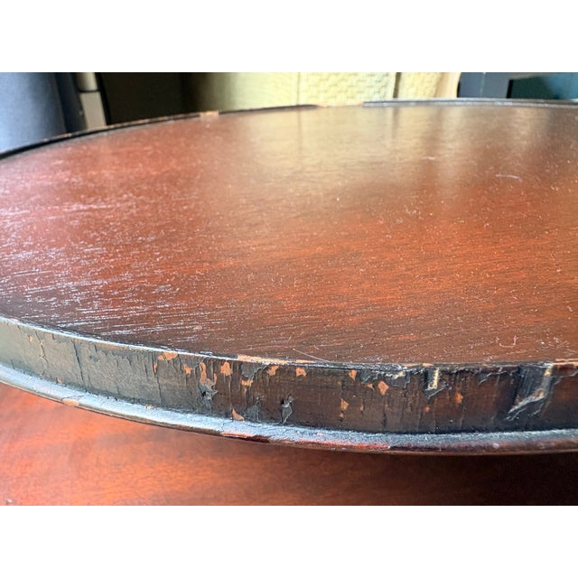 Mid 19th Century Verified Omega Cinema Props and Pathe Industries Hollywood Production Provenance, Early Victorian Two-Tier Mahogany Dumbwaiter Table, Turned Pedestal For Sale - Image 5 of 12