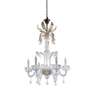 Art Deco Filigree Murano Glass Chandelier from Venini, 1940s For Sale