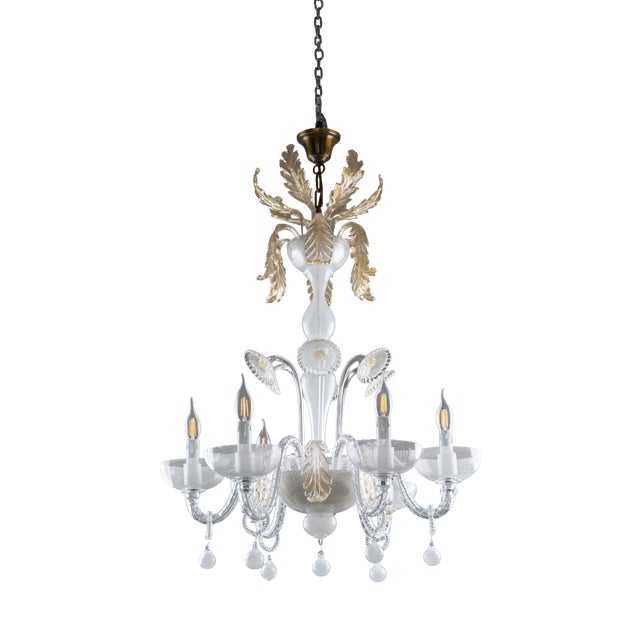 Art Deco Filigree Murano Glass Chandelier from Venini, 1940s For Sale