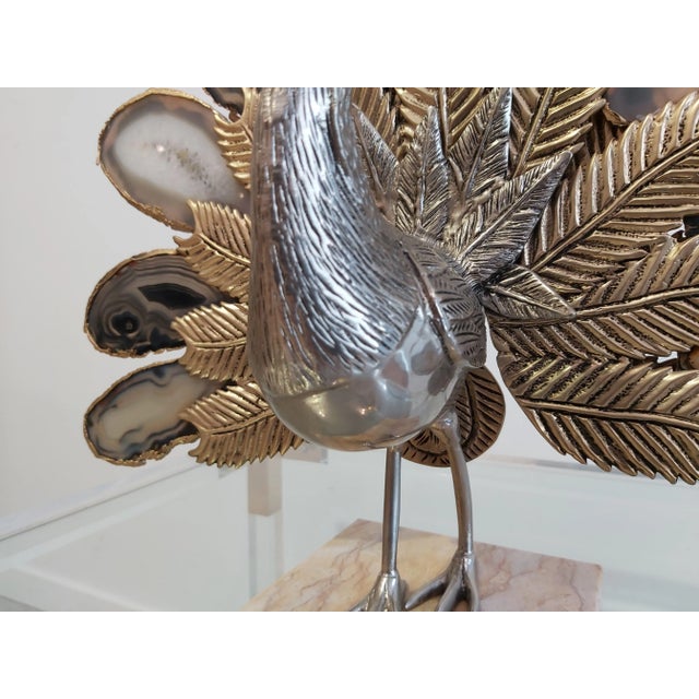 1970s Agate Peacock Sculpture Attributed to Willy Daro For Sale - Image 5 of 8