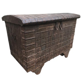 Large Antique Indian Dowry Trunk Chest c. 1870 For Sale