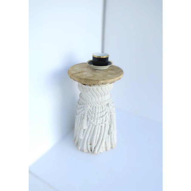 White Tassel Plaster Drinks Table, Neoclassical Revival, Trompe L'Oeil, 20th Century For Sale - Image 8 of 14