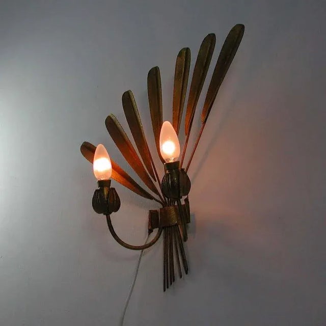 Mid-Century Spanish Gilt Sconce, 1950s For Sale - Image 10 of 11