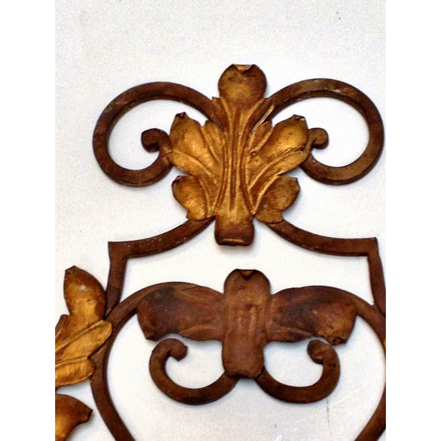 French French Iron & Tole 3-Arm Sconces - A Pair For Sale - Image 3 of 4