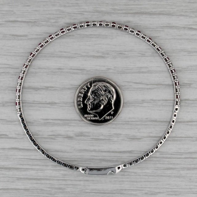 1.25ctw Diamond Ruby Flexible Bangle Tennis Bracelet 14k White Gold 6.75" For Sale - Image 4 of 7