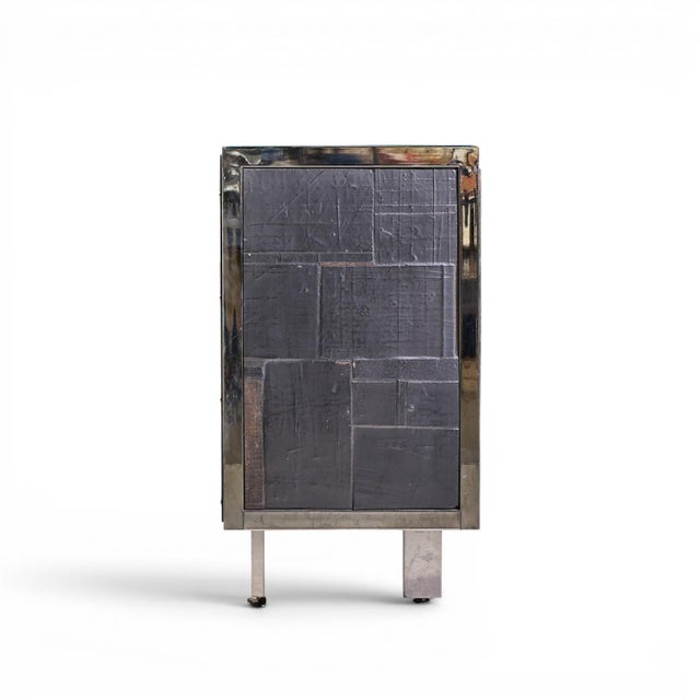 Pia Manu Pia Manu Brutalist Mid Century Steel, Chrome and Glass Credenza For Sale - Image 4 of 10