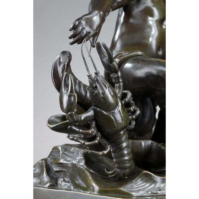 Bronze Sculpture, Child Pinched by a Crayfish in the style of Jean-Baptiste Pigalle For Sale - Image 15 of 18