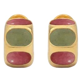 Aventurine and Rhodonite Huggies, A Pair For Sale