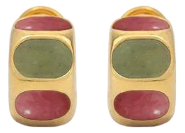 Aventurine and Rhodonite Huggies, A Pair