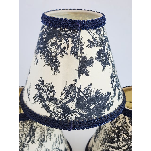 French Toile Black and White Chandelier Shades - Set of 5 For Sale - Image 12 of 12