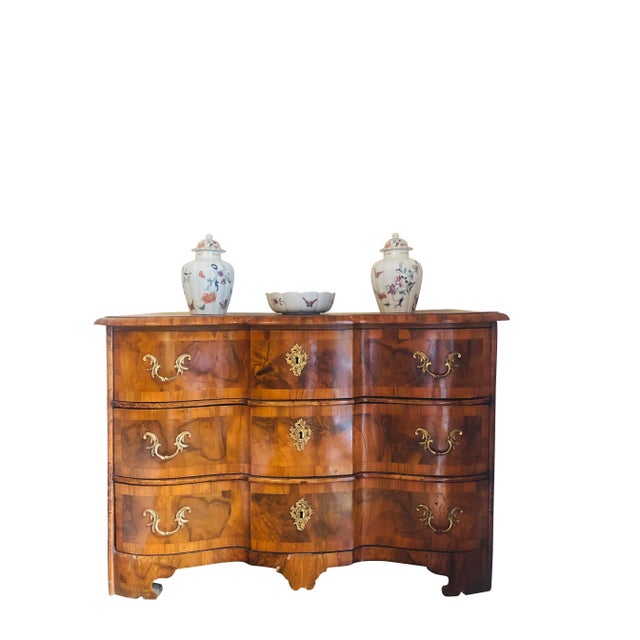 Late 18th Century Late 18th Century Austrian Rococo Walnut Inlaid Three-Drawer Chest For Sale - Image 5 of 6