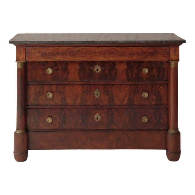 19th Century French Mahogany Chest With Marble Top (B) For Sale