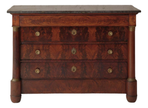 19th Century French Mahogany Chest With Marble Top (B)