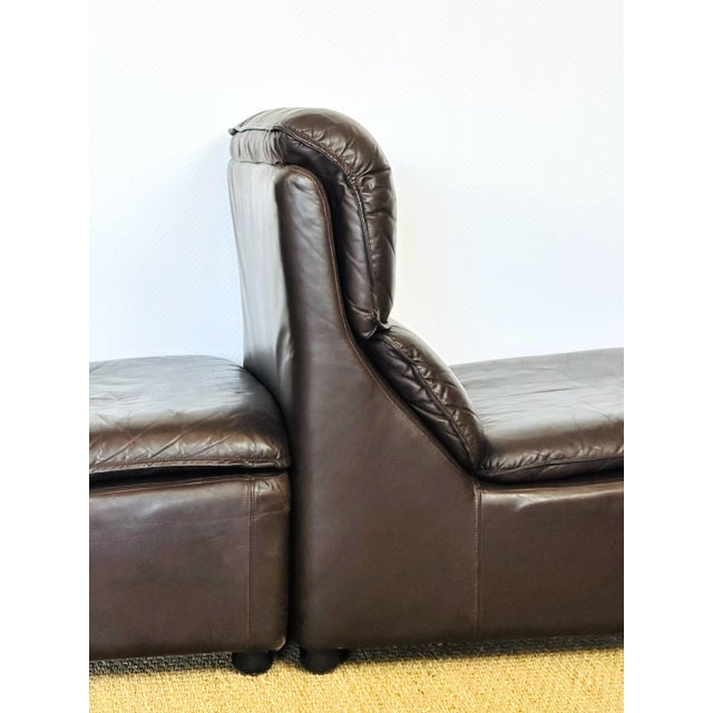 Scandinavian Modular Leather Sofa and Armchair, 1960s, Set of 4 For Sale - Image 15 of 18