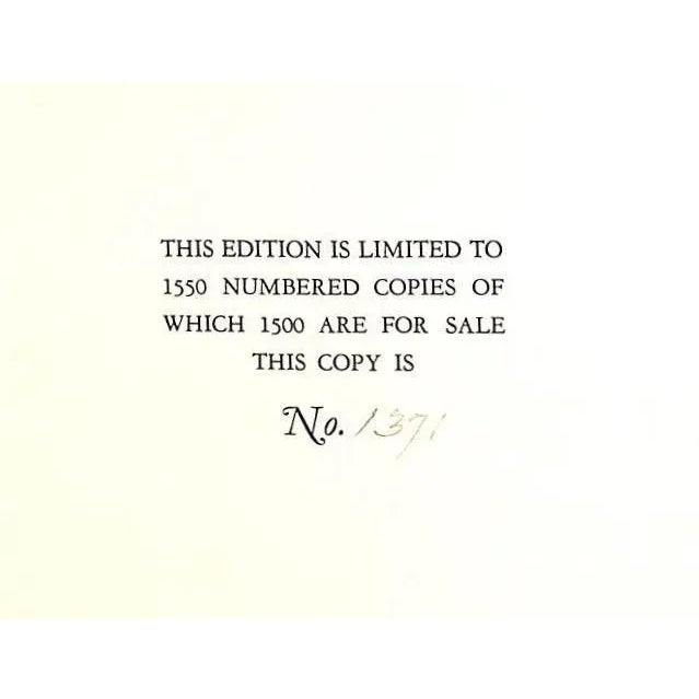 HALPIN, Warren T. J.B. Lippincott Company 1938 This edition is limited to 1550 numbered copies. This copy is No. 1371 12...