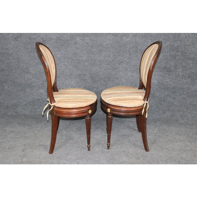 Late 20th Century 19th C Set 8 French Louis XVI Cane & Upholstered Bronze Mounted Side Chairs For Sale - Image 5 of 13