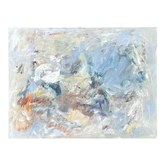 Vintage Abstract Oil Painting on Canvas For Sale