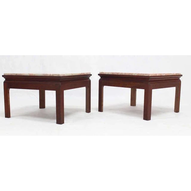 Mid-Century Modern Mid-Century Modern Marble-Top Low End Tables - a Pair For Sale - Image 3 of 9