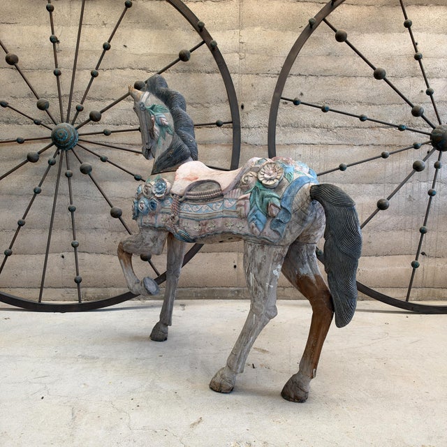 Continental Decorative Carousel Horse Hand Carved Circa 1900 55" Tall For Sale - Image 13 of 17