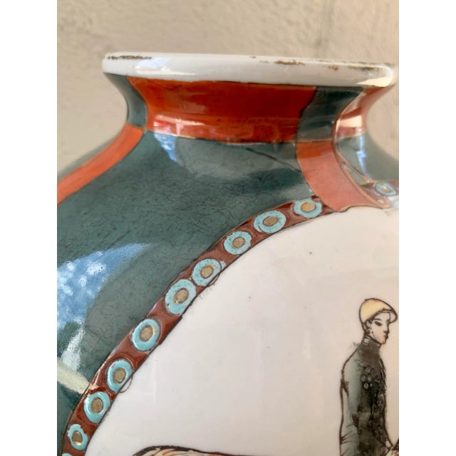 Dark Green Early 20th Century WBI Chinese Handpainted Equestrian Vase For Sale - Image 8 of 13
