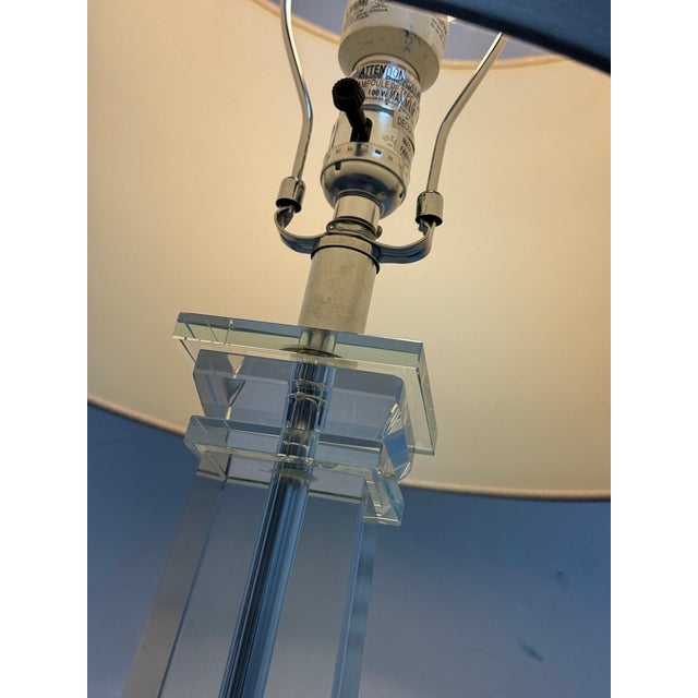 Glass Tapered Column Table Lamp For Sale - Image 12 of 12