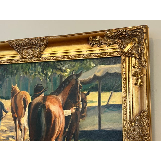 2004 Original Oil on Canvas by Marlan Winter Cotner, Yearling Auction, Signed Equestrian Art For Sale - Image 6 of 13